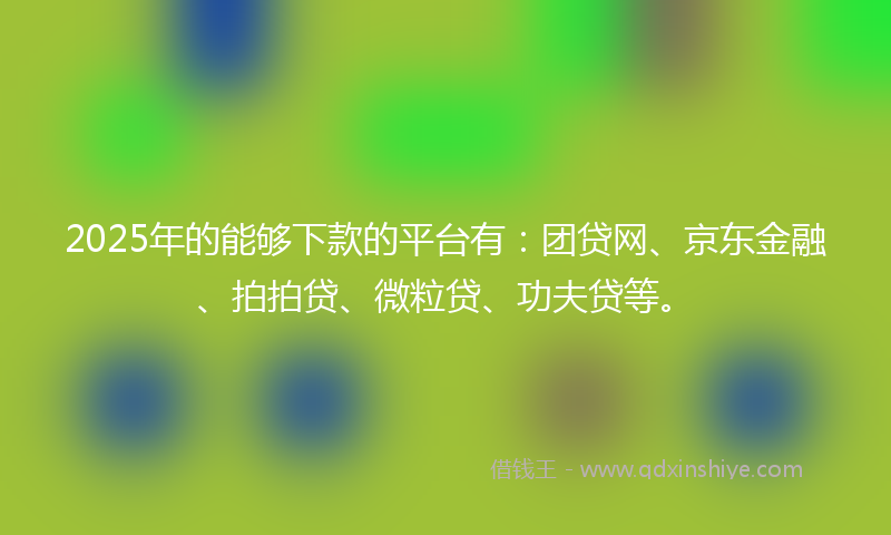 2025年的能够下款的平台有：团贷网、京东金融、拍拍贷、微粒贷、功夫贷等。
