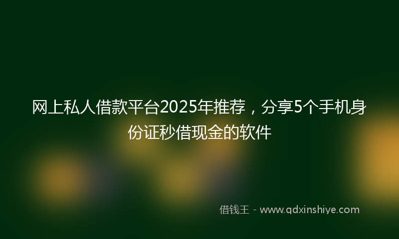 网上私人借款平台2025年推荐，分享5个手机身份证秒借现金的软件