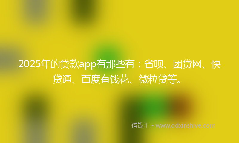 2025年的贷款app有那些有：省呗、团贷网、快贷通、百度有钱花、微粒贷等。