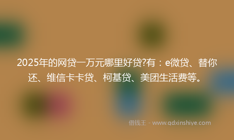 2025年的网贷一万元哪里好贷?有：e微贷、替你还、维信卡卡贷、柯基贷、美团生活费等。