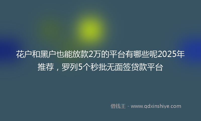 花户和黑户也能放款2万的平台有哪些呢2025年推荐，罗列5个秒批无面签贷款平台
