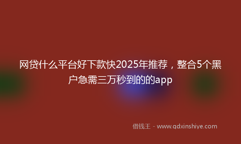 网贷什么平台好下款快2025年推荐，整合5个黑户急需三万秒到的的app