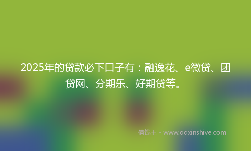 2025年的贷款必下口子有：融逸花、e微贷、团贷网、分期乐、好期贷等。