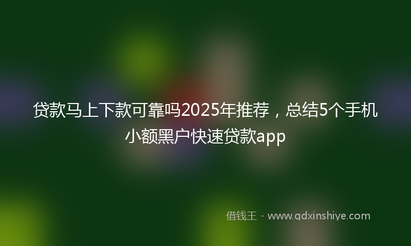 贷款马上下款可靠吗2025年推荐，总结5个手机小额黑户快速贷款app