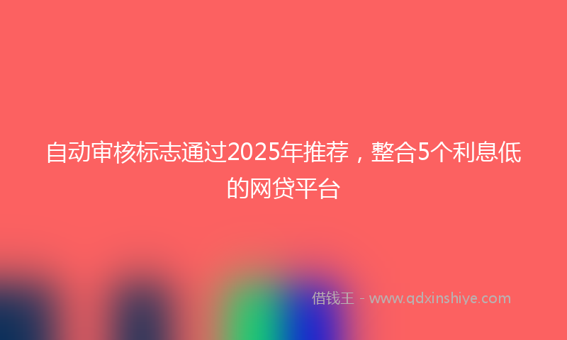 自动审核标志通过2025年推荐，整合5个利息低的网贷平台