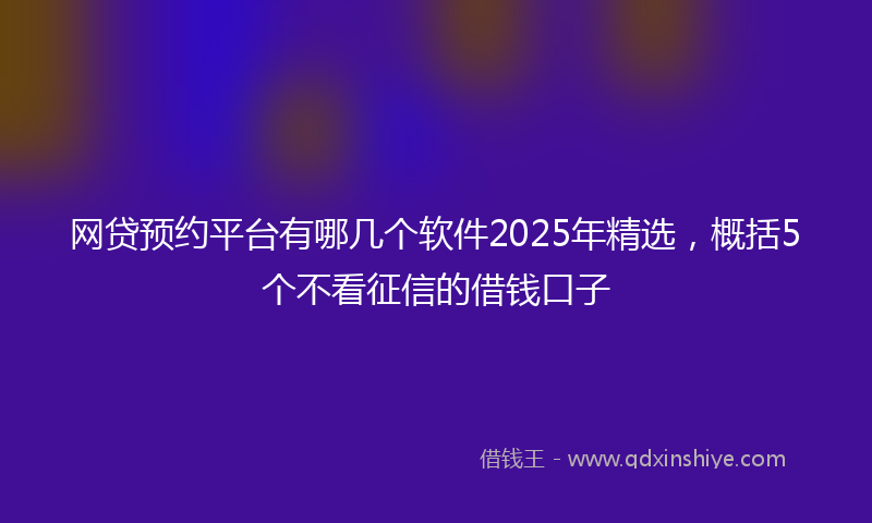 网贷预约平台有哪几个软件2025年精选，概括5个不看征信的借钱口子
