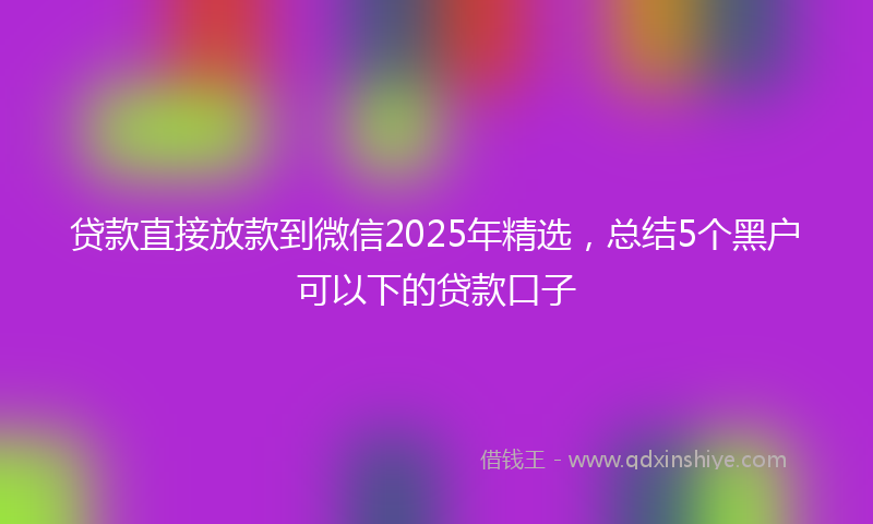 贷款直接放款到微信2025年精选，总结5个黑户可以下的贷款口子