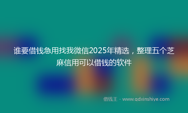 谁要借钱急用找我微信2025年精选，整理五个芝麻信用可以借钱的软件