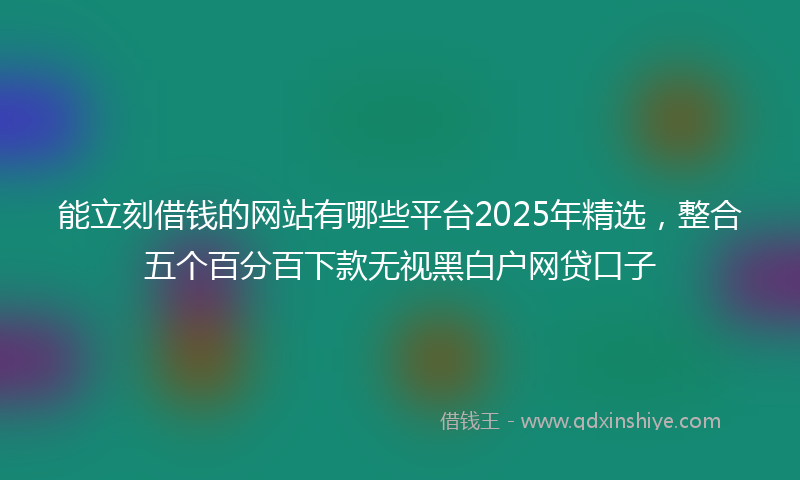 能立刻借钱的网站有哪些平台2025年精选，整合五个百分百下款无视黑白户网贷口子