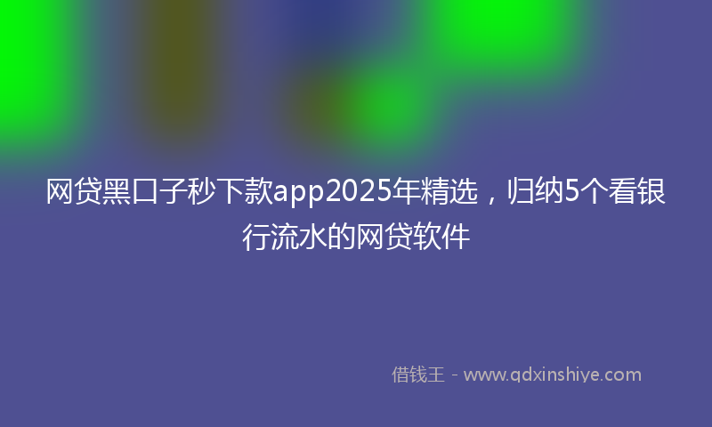 网贷黑口子秒下款app2025年精选，归纳5个看银行流水的网贷软件