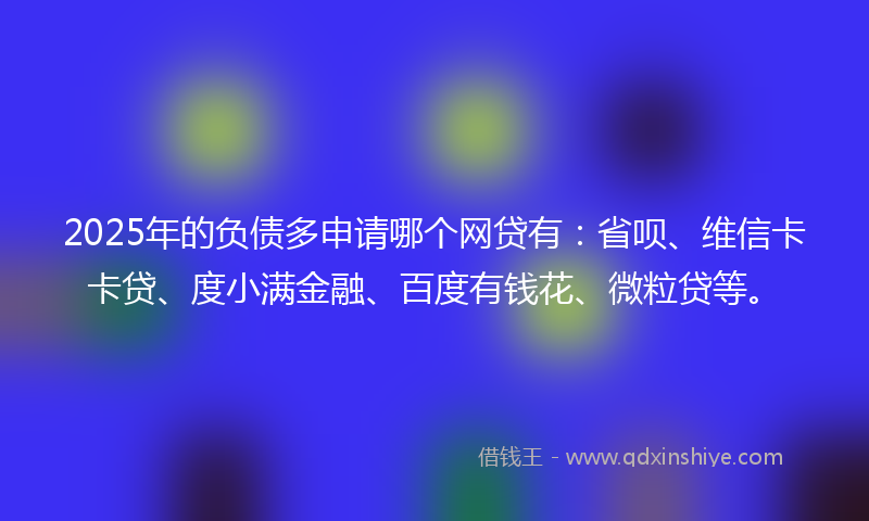 2025年的负债多申请哪个网贷有：省呗、维信卡卡贷、度小满金融、百度有钱花、微粒贷等。