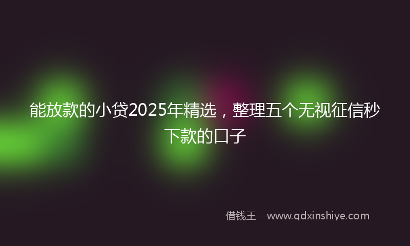 能放款的小贷2025年精选，整理五个无视征信秒下款的口子