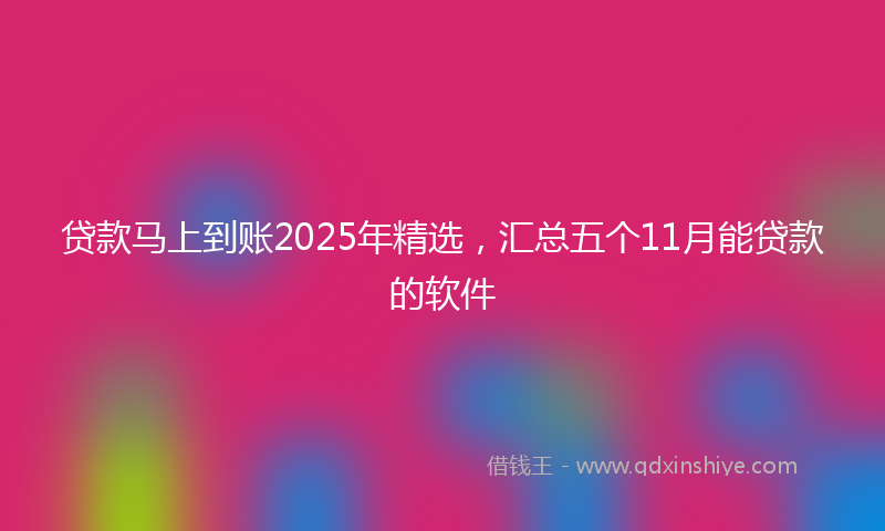 贷款马上到账2025年精选，汇总五个11月能贷款的软件