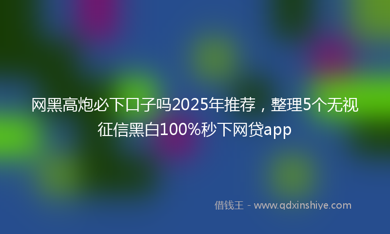 网黑高炮必下口子吗2025年推荐，整理5个无视征信黑白100%秒下网贷app