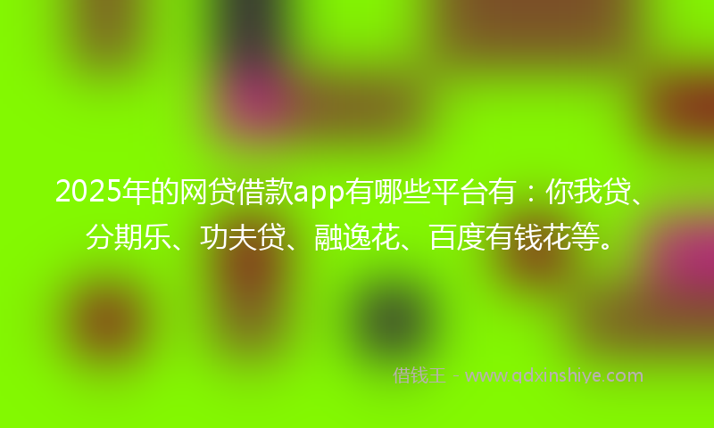 2025年的网贷借款app有哪些平台有：你我贷、分期乐、功夫贷、融逸花、百度有钱花等。