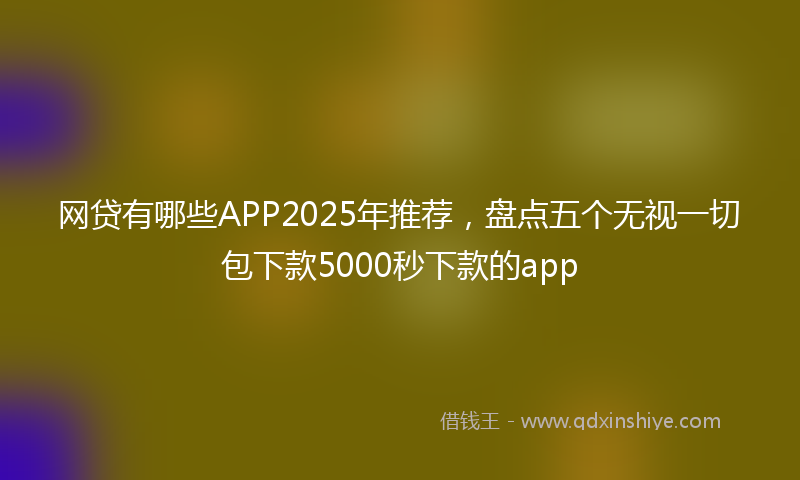 网贷有哪些APP2025年推荐，盘点五个无视一切包下款5000秒下款的app