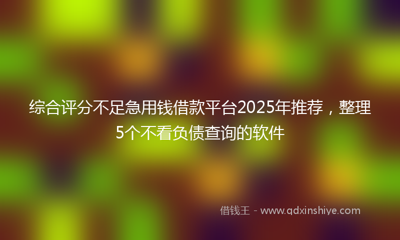 综合评分不足急用钱借款平台2025年推荐，整理5个不看负债查询的软件