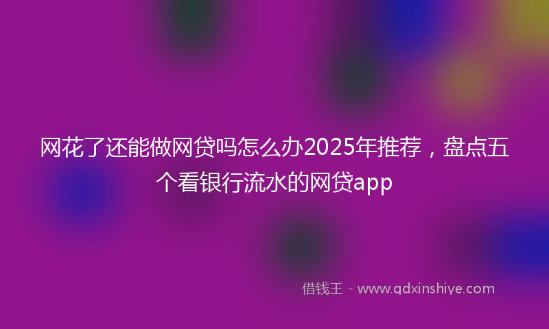 网花了还能做网贷吗怎么办2025年推荐，盘点五个看银行流水的网贷app
