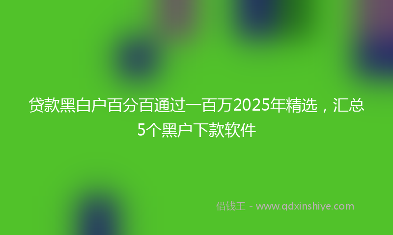 贷款黑白户百分百通过一百万2025年精选，汇总5个黑户下款软件