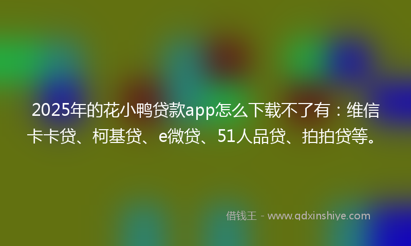 2025年的花小鸭贷款app怎么下载不了有：维信卡卡贷、柯基贷、e微贷、51人品贷、拍拍贷等。