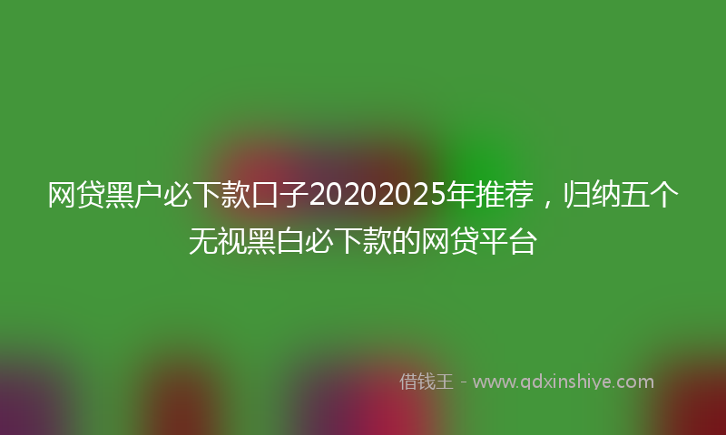 网贷黑户必下款口子20202025年推荐，归纳五个无视黑白必下款的网贷平台