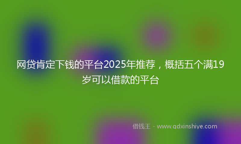 网贷肯定下钱的平台2025年推荐，概括五个满19岁可以借款的平台