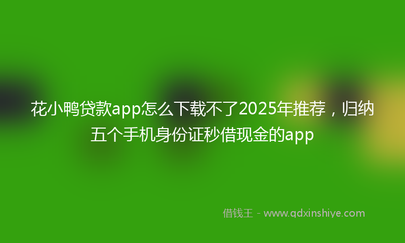 花小鸭贷款app怎么下载不了2025年推荐，归纳五个手机身份证秒借现金的app