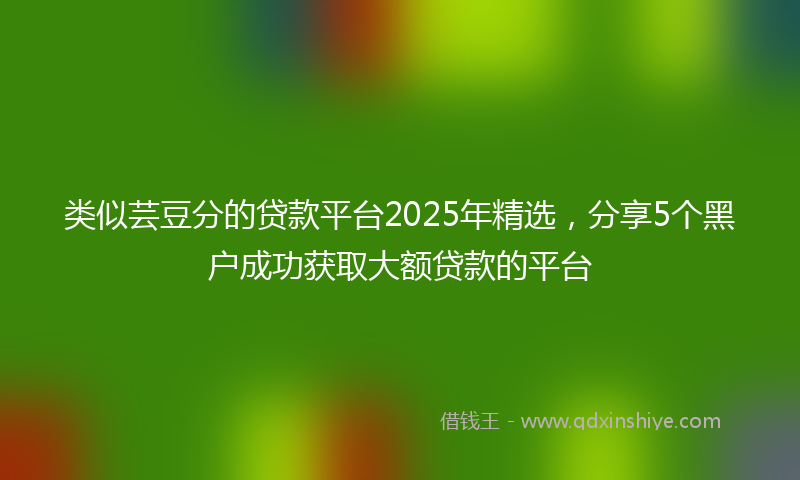 类似芸豆分的贷款平台2025年精选，分享5个黑户成功获取大额贷款的平台
