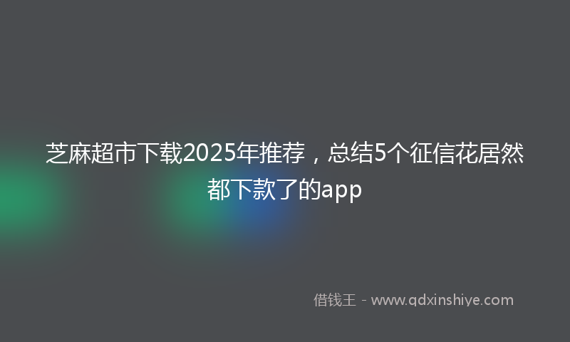 芝麻超市下载2025年推荐，总结5个征信花居然都下款了的app