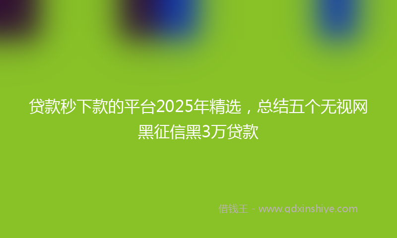 贷款秒下款的平台2025年精选，总结五个无视网黑征信黑3万贷款