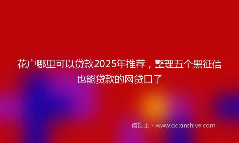 花户哪里可以贷款2025年推荐，整理五个黑征信也能贷款的网贷口子