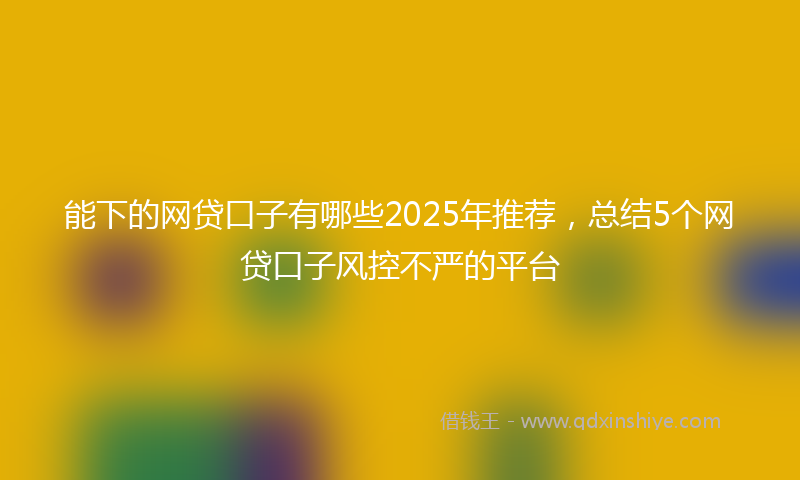 能下的网贷口子有哪些2025年推荐，总结5个网贷口子风控不严的平台