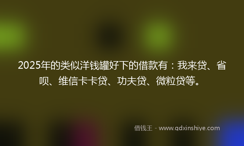 2025年的类似洋钱罐好下的借款有：我来贷、省呗、维信卡卡贷、功夫贷、微粒贷等。