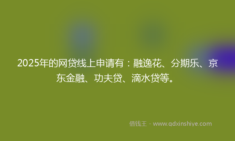2025年的网贷线上申请有：融逸花、分期乐、京东金融、功夫贷、滴水贷等。