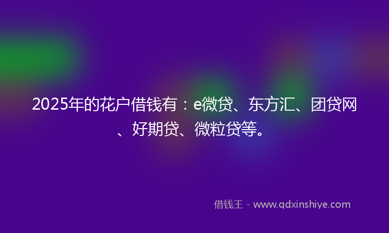 2025年的花户借钱有：e微贷、东方汇、团贷网、好期贷、微粒贷等。