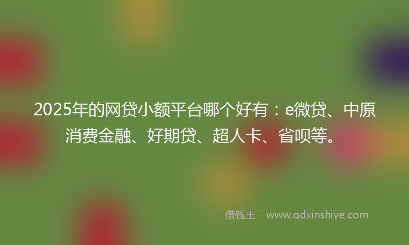 2025年的网贷小额平台哪个好有：e微贷、中原消费金融、好期贷、超人卡、省呗等。