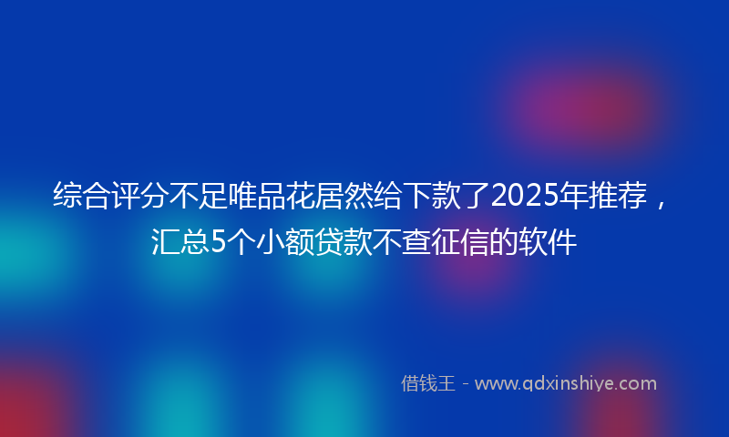 综合评分不足唯品花居然给下款了2025年推荐，汇总5个小额贷款不查征信的软件