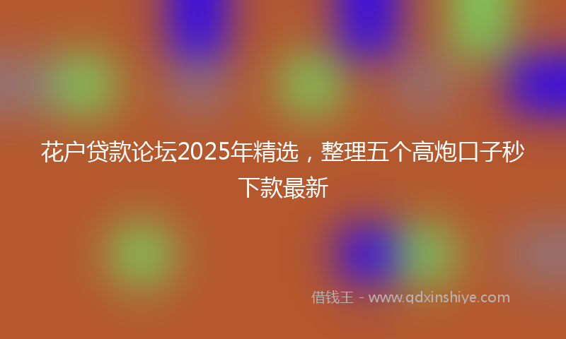 花户贷款论坛2025年精选，整理五个高炮口子秒下款最新