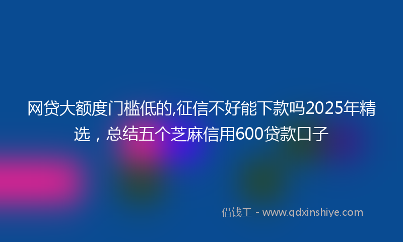 网贷大额度门槛低的,征信不好能下款吗2025年精选，总结五个芝麻信用600贷款口子