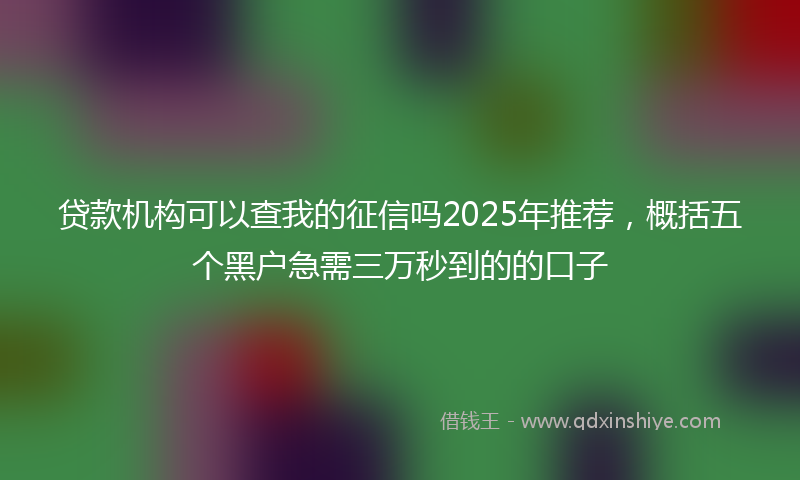 贷款机构可以查我的征信吗2025年推荐，概括五个黑户急需三万秒到的的口子