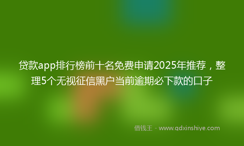 贷款app排行榜前十名免费申请2025年推荐，整理5个无视征信黑户当前逾期必下款的口子