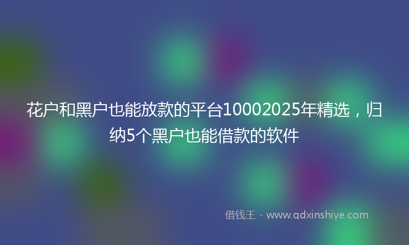 花户和黑户也能放款的平台10002025年精选，归纳5个黑户也能借款的软件