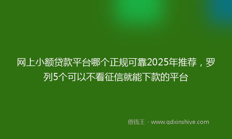 网上小额贷款平台哪个正规可靠2025年推荐，罗列5个可以不看征信就能下款的平台