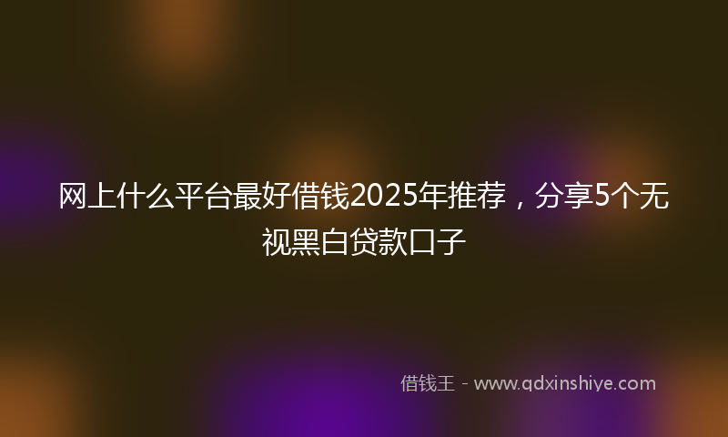 网上什么平台最好借钱2025年推荐，分享5个无视黑白贷款口子