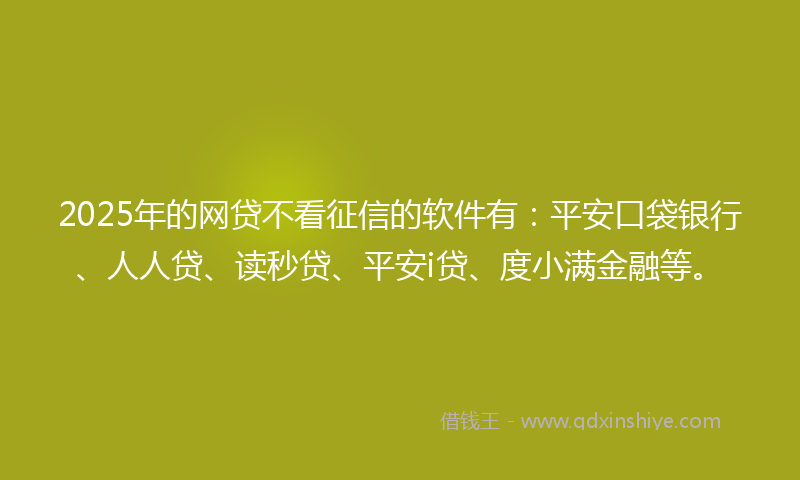 2025年的网贷不看征信的软件有：平安口袋银行、人人贷、读秒贷、平安i贷、度小满金融等。