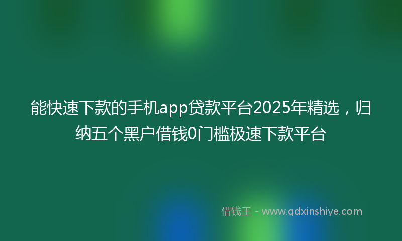 能快速下款的手机app贷款平台2025年精选，归纳五个黑户借钱0门槛极速下款平台