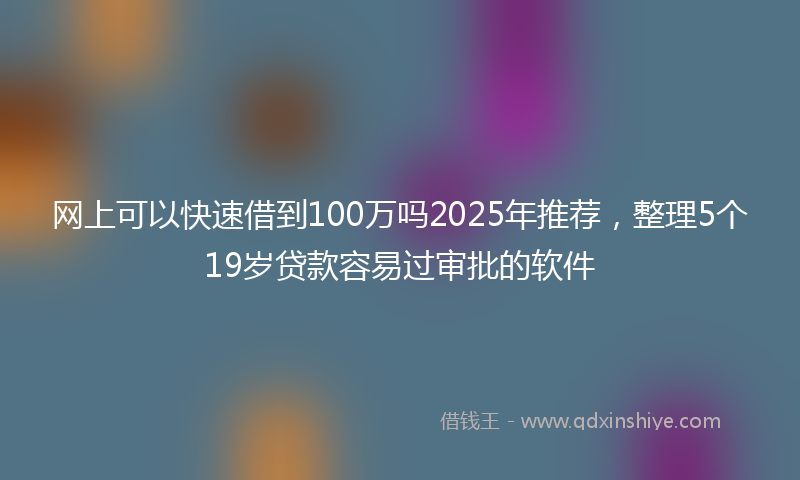 网上可以快速借到100万吗2025年推荐，整理5个19岁贷款容易过审批的软件