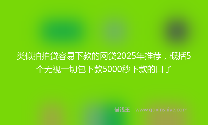 类似拍拍贷容易下款的网贷2025年推荐，概括5个无视一切包下款5000秒下款的口子