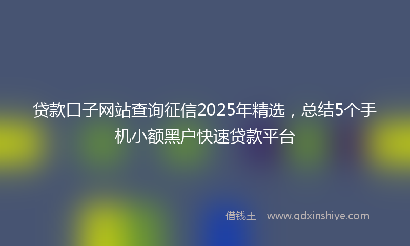 贷款口子网站查询征信2025年精选，总结5个手机小额黑户快速贷款平台