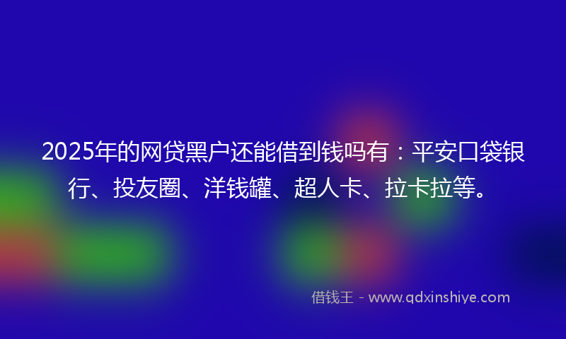 2025年的网贷黑户还能借到钱吗有：平安口袋银行、投友圈、洋钱罐、超人卡、拉卡拉等。